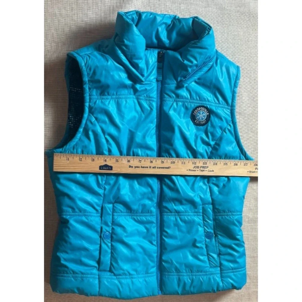 Aeropostale Puffer Vest Turquoise Women's Size L Sleeveless Quilted VTG‎ No Hood